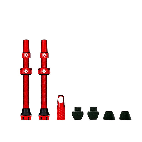 V2, Tubeless Valve, Presta, 60mm, Red, Pair