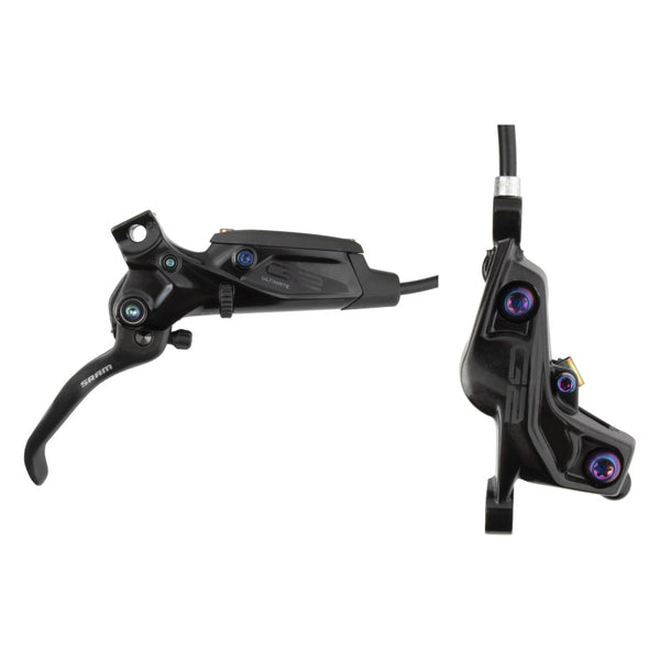 SRAM G2 Ultimate Disc Brake Lever - Front Post Mount Carbon Lever Titanium Hardware Gloss BLK Rainbow Hardware A2