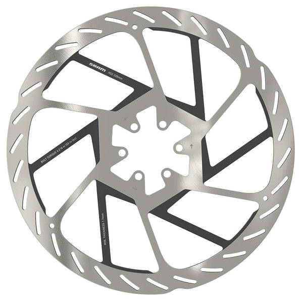 SRAM HS2 Disc Brake Rotor - 220mm 6-Bolt Rounded Silver/Black