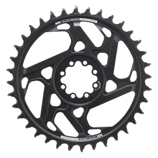 SRAM XX SL Eagle T-Type Direct Mount Chainring - 36t 12-Speed 8-Bolt Direct Mount 3mm Offset Aluminum BLK/Silver D1