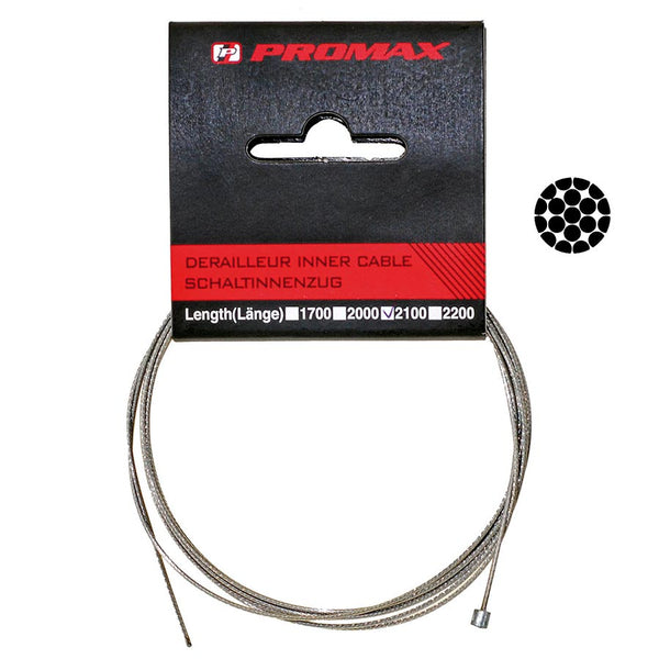 Promax, 1.1mm Shift, Shifter Cable, 1.1mm, 2100mm, Stainless Steel, Shimano/SRAM, Unit