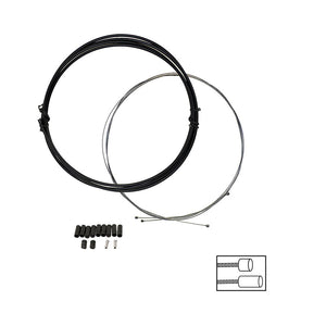 Promax, Shifter Cable and Housing Set, 1.1mm Stainless Steel Cable, 4mm housing, Black, Campagnolo, Shimano/SRAM, Set