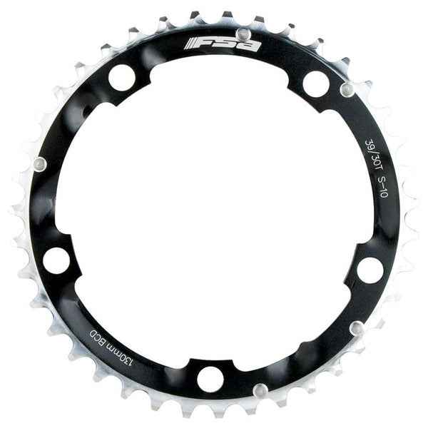 FSA, 39T, 10sp., BCD: 130mm, 5 Bolts, Inner Chainring, For Road triple, Aluminum, Black, 370-0239