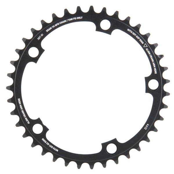 SRAM, 39T, 10 sp, BCD 130mm, 5-Bolt, Red 2012, Inner Chainring, For 39/53, Aluminum, Black, 11.6218.000.001