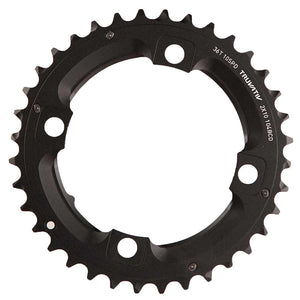 36T, 10 sp, BCD 104mm, 4-Bolt, Pour bashguard, Middle Chainring, For NO-PIN, Aluminum, Black, 11.6215.188.410