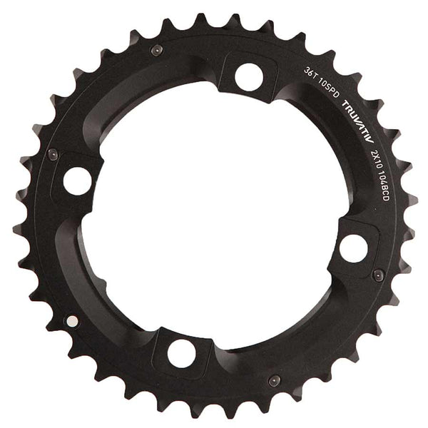 38T, 10 sp, BCD 104mm, 4-Bolt, Outer Chainring, For L-pin GXP, Aluminum, Black, 11.6215.188.440