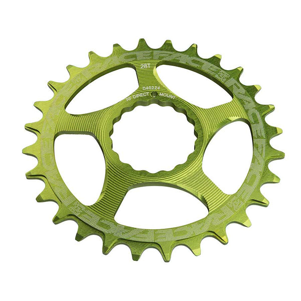 28T Chainring, 9-12sp, BCD: Direct Mount, 7075-T6 Aluminum, Green