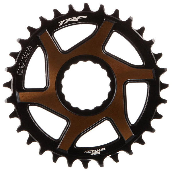 TRP CR-M9050 Boost Direct Mount Chainring - 32t 12-Speed CINCH Mount 3mm Offset 7075-T6 Aluminum Sandblasted BLK/Gold