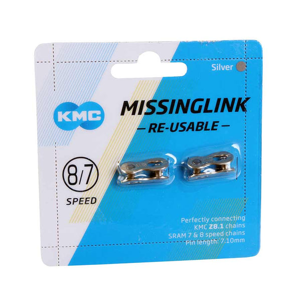 KMC MissingLink CL571R 7.1mm Connector - 78-Speed Reusable Silver 2 Pairs/Card