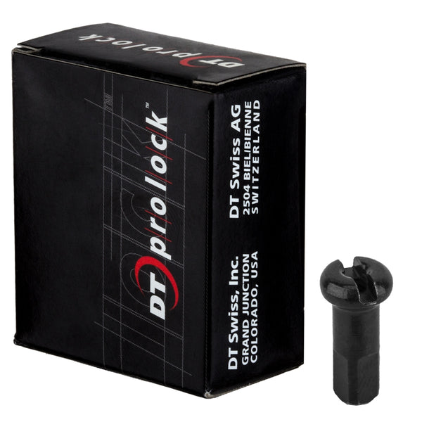 DT Swiss Pro Lock Spoke Nipples - Brass 2.0 x 12mm Black Box of 100