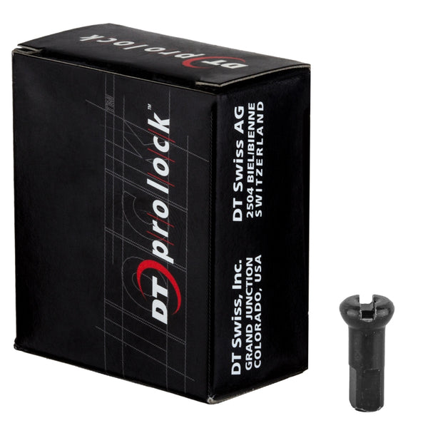 DT Swiss Pro Head Pro Lock Brass Nipples: 2.0 x 12mm Black Box of 100