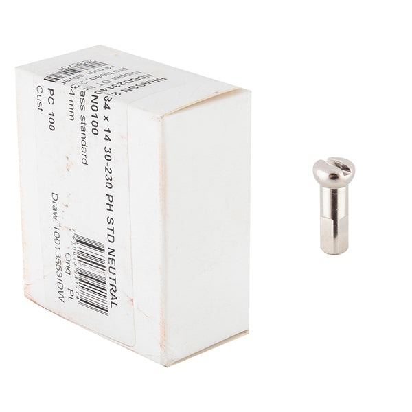 DT Swiss Pro Head Brass Nipples: 2.34 x 14mm Silver Box of 100