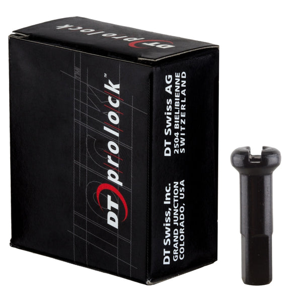 DT Swiss Pro Lock Aluminum Nipples: 2.0 x 12mm Black Box of 100