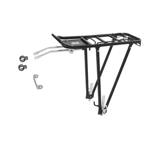 M-Wave, Screw-On II A, Rear rack with spring clamp, Black, Fits 24'' to 28'', Max load 55lbs