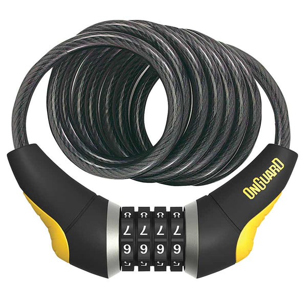 OnGuard, Doberman 8032, Coil cable with combination lock, 10mm x 185cm (10mm x 6')