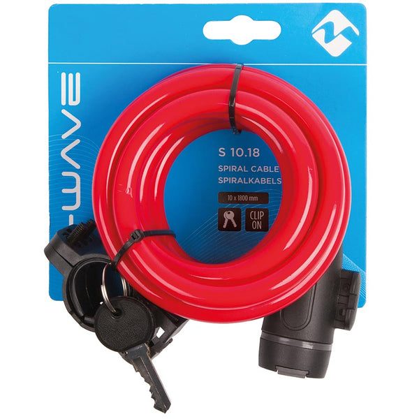 M-Wave, S 10.18, Cable lock, Key, 10mm, 10x1800mm, 2', Red