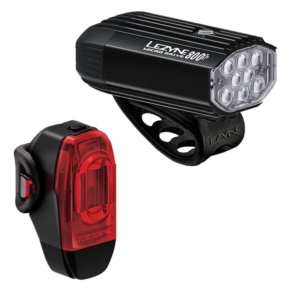 Lezyne Micro Drive 800+/KTV Drive+ Headlight/Taillight Set -  Black