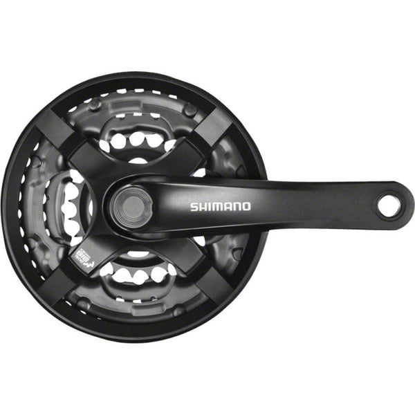 Shimano Tourney FC-TY501 Crankset - 175mm, 6/7/8-Speed, 48/38/28t, Riveted, Square Taper JIS Spindle Interface, Black