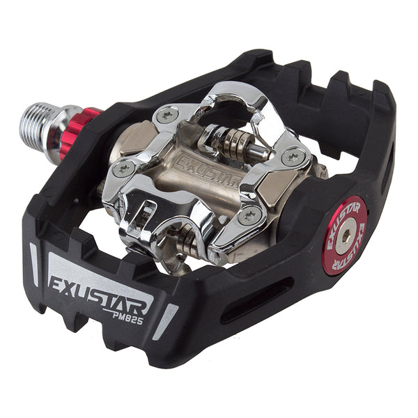 PEDALS EXUSTAR MTB DBL CLPLS PM825 ALY BK/SL SPD